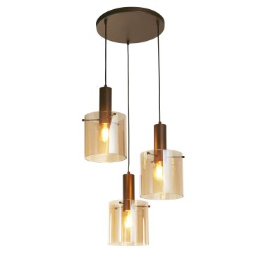 Searchlight Sweden - Pendelleuchte - Ø 47 x 150 cm - mokka und bernsteinfarben
