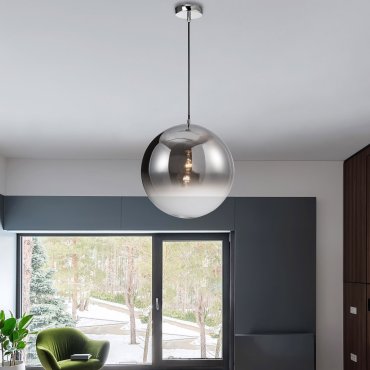 Nova Luce Ficato - Pendelleuchte - Ø 40 x 120 cm - rauchfarben und chrom
