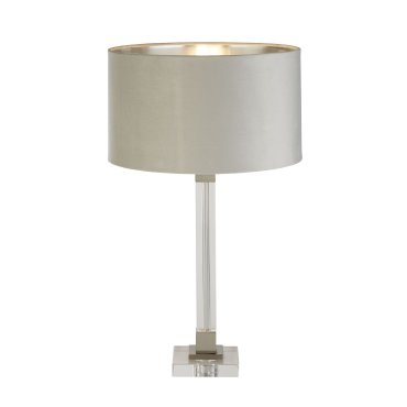 Searchlight Scarborough - Tischleuchte - Ø 38 x 67 cm - Nickel satiniert, silber und grau