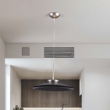 Nova Luce Esti - hängelampe - Ø 50 x 240 cm - 21W dimmbar LED inkl. - gebürstetes nickel und rauchglas