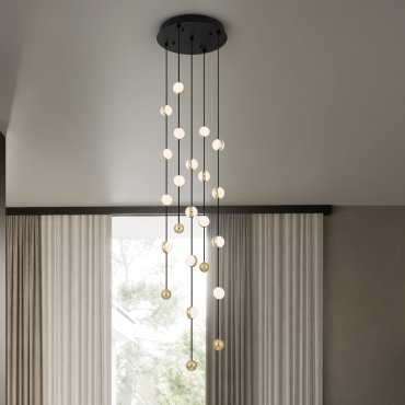 Nova Luce Alcinoe - Hängelampe - Ø 38 x 200 cm - 64W dimmbar LED inkl. - matt schwarz und gold