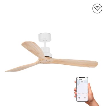 Faro Lantau L - Deckenventilator - Ø 132cm - inkl. Fernbedienung - Smart Fan - helles Holz und weiß