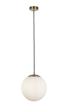 Searchlight Atom II - Pendelleuchte - Ø 30 x 120 cm - Messing satiniert und Opal