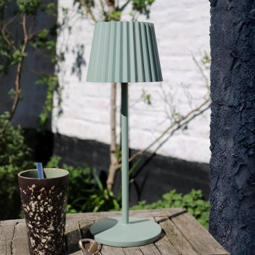 Lucide Justine - kabellose Outdoor-Tischleuchte mit Ladestation - Ø 13,5 x 38 cm - 2W dimmbare LED inkl. - IP54 - grün