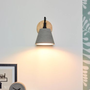 Lucide Possio - Wandleuchte - 15 x 21 x 18 cm - taupe, Holz
