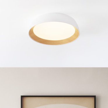 Nova Luce Sigi - Deckenleuchte - Ø 45 x 10 cm - 40W dimmbar LED inkl. - Sand Weiß und Holz