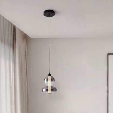 Nova Luce Bally - Hängelampe - Ø 20 x 158 cm - 12W dimmbar LED inkl. - matt schwarz und rauchgrau