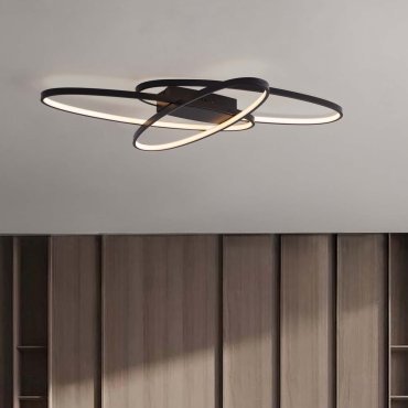 Nova Luce Ipon - Deckenleuchte - Ø 85 x 7 cm - 47W dimmbar LED inkl. - matt schwarz