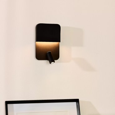 Lucide Boxer - Wandleuchte mit USB-Anschluss und Schalter - 13,5 x 10 x 24 cm - 5W + 3W LED inkl - schwarz