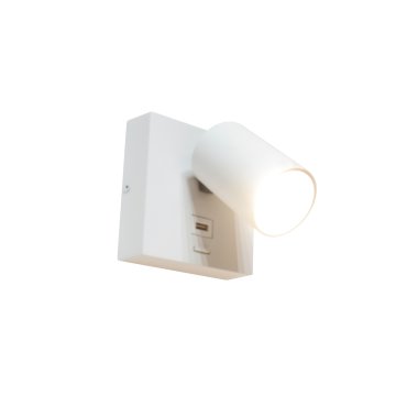 Artdelight Master - Wandleuchte mit Schalter und USB-Anschluss - 11,5 x 12,5 x 11,5 cm - 6W LED inkl. - weiß