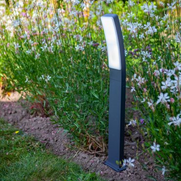 Lutec Kira - Gartenleuchte - 12 x 11,4 x 74 cm - 17,3W LED inkl. - IP54 - dunkelgrau - weiß