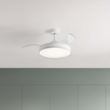 Nova Luce Nevma - Deckenventilator mit Licht und Fernbedienung - Ø 107 x 49 cm - 36W LED inkl. - Matt Weiß