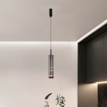 Nova Luce Bento - Hängelampe - Ø 8 x 180 cm - 12W LED inkl. - matt schwarz und helles rauchgrau