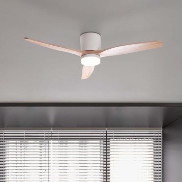 Nova Luce Aloa - Deckenventilator mit Licht und Fernbedienung - Ø 132 x 27,5 cm - 18W LED inkl. - Sand Weiß und Naturholz