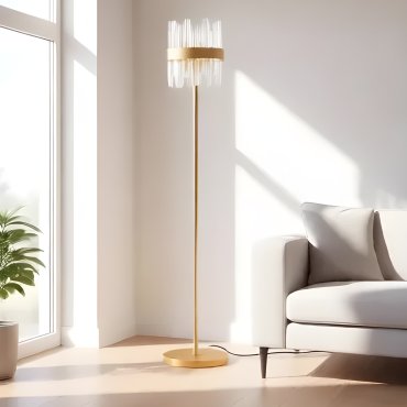Nova Luce Crown - Stehleuchte - Ø 25 x 150 cm - Gold satiniert