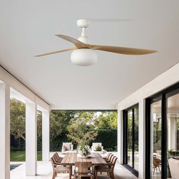 Faro Outwood L - deckenventilator mit licht - Ø 150 cm - IP44 - matt weiß und eiche