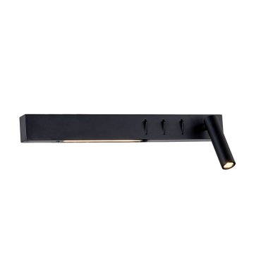 VK Lighting Bar - Wandleuchte mit Leselicht rechts - 40 x 17 x 5 cm - 3W + 2 x 6W LED inkl. - schwarz