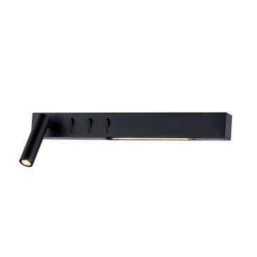 VK Lighting Bar - Wandleuchte mit Leselicht links - 40 x 17 x 5 cm - 3W + 2x6W LED inkl. - schwarz