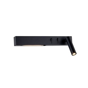 VK Lighting Bar - Wandleuchte mit Leselicht rechts - 30 x 17 x 5 cm - 3W + 6W LED inkl. - schwarz