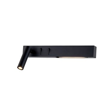 VK Lighting Bar - Wandleuchte mit Leselicht links - 30 x 17 x 5 cm - 3W + 6W LED inkl. - schwarz