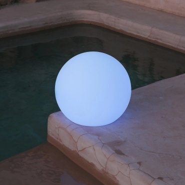 New Garden Buly 20 - solarbetriebene wiederaufladbare Tischlampe mit Kabel - Ø 20 x 14,5 x 17 cm - 1W RGB LED inkl - IP65 - weiß
