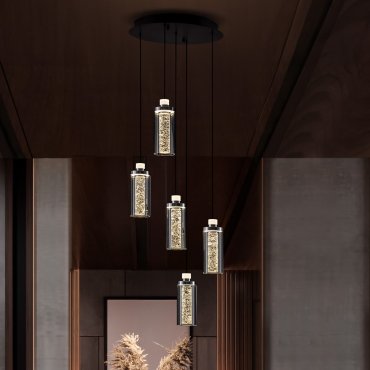 Nova Luce Lune - Hängelampe - Ø 38 x 190 cm - 38W dimmbar LED inkl. - Sand Schwarz und chroom