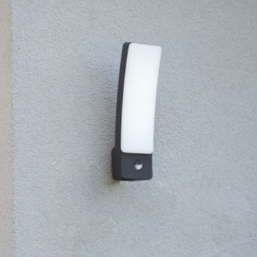 Lutec Kira - Außenwandleuchte mit Bewegungsmelder - 11 x 8,3 x 31,1 cm - 18W LED inkl. - IP54 - dunkelgrau - weiß