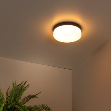 Lucide Biskit - Deckenleuchte mit Bewegungssensor - Ø 28 x 7,5 cm - 18W LED inkl. - IP44 - schwarz