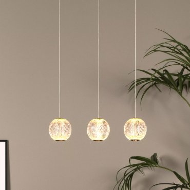 Lucide Cintra - Hängeleuchte - 48 x 11 x 150 cm - 3 x 4,7W LED inkl. - transparent und gold