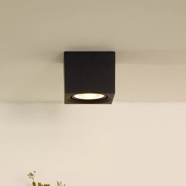 Lucide Fedler - Aufbaustrahler - 12 x 12 x 8,5 cm - 12W dimmbare LED inkl - dimmbar auf warm - schwarz