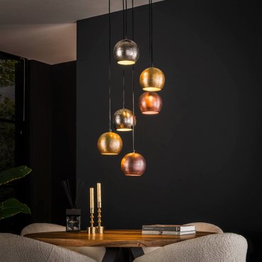 Vico Bols 6L - Pendelleuchte - Ø 40 x 150 cm - Nickel matt Mix