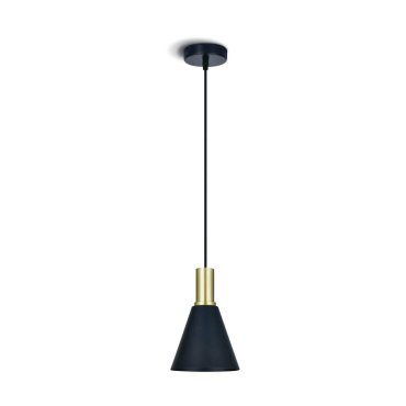 ONE Light E27 Pendelleuchte Cones - Hängeleuchte - Ø 15,3 x 222,8 cm - Messing gebürstet und schwarz