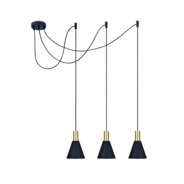 ONE Light E27 Pendelleuchte Cones - Hängeleuchte - Ø 15,3 x 222,8 cm - Messing gebürstet und schwarz