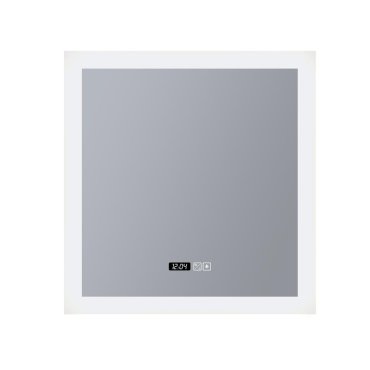 Searchlight - Spiegelleuchte mit Beleuchtung und Digitaluhr - 60 x 60 cm - 38W dimmbare LED inkl - IP44 - weiß