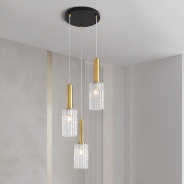 Nova Luce Certa - Hängelampe - Ø 30 x 120 cm - 12W LED inkl. - klarglas, messinggold und schwarz