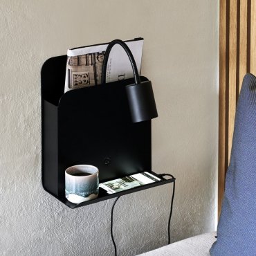 Nordlux Roomi - Wandleuchte mit Schalter und doppeltem USB-Anschluss - 16,5 x 24,8 x 28,2 cm - schwarz