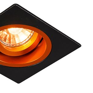 Zuma Line Chuck DL Square - Einbaustrahler 1L - Ø 92 mm, Ø 80 mm Einbaugröße - schwarz und orange-gold