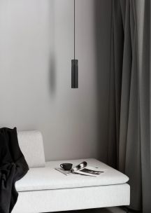 AUSSTELLUNGSSTÜCK - Tilo Pendant Black + 3-Phasen-Schienenadapter – Pendelleuchte für Schienensystem – Schwarz