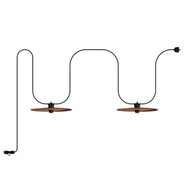Creative Cables Eiva Ellepì - tragbare Lichtgirlande - 5,6 Meter Gesamtlänge - 2 x E27-Fassungen mit Silikonkabelhalter - IP65 - schwarz &amp; kupfer