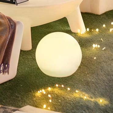 New Garden Buly 40 - Außen-Tischleuchte mit Kabel - Ø 40 x 26,5 x 35 cm - IP65 - weiß