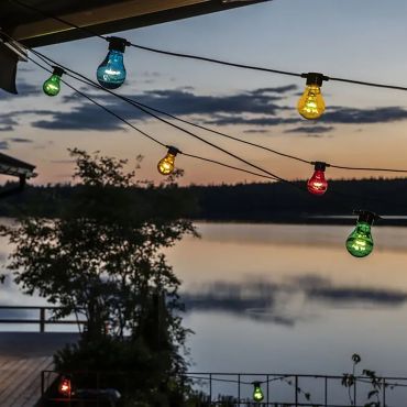 Konstsmide - dekoratives Partylichtset - 4,5m Länge mit 10m Schnur - 10 LED Birnen inkl - 4W - IP44 - mehrfarbig