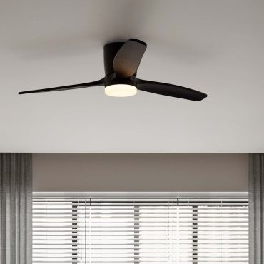 Nova Luce Aloa - Deckenventilator mit Licht und Fernbedienung - Ø 132 x 27,5 cm - 18W LED inkl. - sand schwarz und schwarz Holz