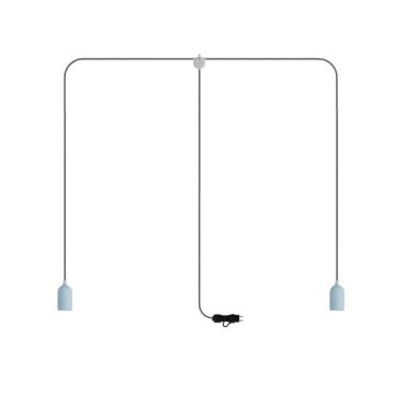 Creative Cables Eiva T-snake - tragbare Lichtgirlande - 1,8 Meter Gesamtlänge - 2 x Eiva E27 Fassung mit Silikonkabelhalter - IP65 - soft blue