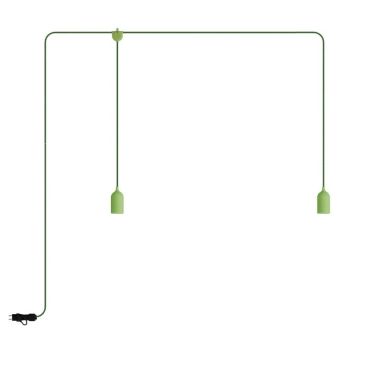 Creative Cables Eiva F-snake - tragbare Lichtgirlande - 2,25 Meter Gesamtlänge - 2 x Eiva 3-fach E27 Fassung mit Silikonkabelhalter - IP65 - soft green