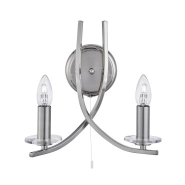 Searchlight Ascona - Wandleuchte mit Zugschalter - 28 x 30 cm - satiniert silber
