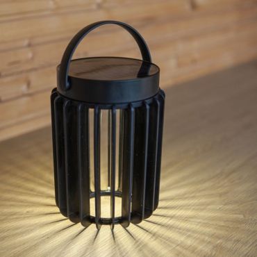 Lutec Kozy - solarbetriebene Tischleuchte für draußen - Ø 13,7 x 18,6 cm - 2,8W LED inkl. - IP44 - schwarz