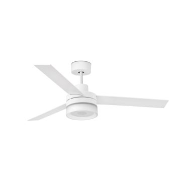 Faro Ice - Deckenventilator mit Licht und Lautsprecher und Fernbedienung - Ø 132 cm - 15W LED inkl. - weiß und hellbraun