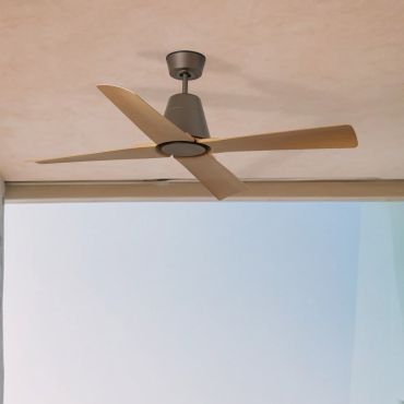 Faro Typhoon M - Deckenventilator mit Fernbedienung - Ø 127 cm - IP44 - braun und Ahorn