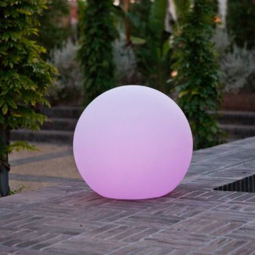 New Garden Buly 60 - solarbetriebene wiederaufladbare Tischleuchte mit Kabel - Ø 60 x 34 x 55 cm - 1W RGB LED inkl. - IP65 - weiß