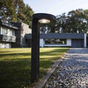 Lutec Diso - solarbetriebener Gartenpfosten mit Sensor - 17 x 17 x 45 cm - 2W LED inkl. - IP44 - dunkelgrau